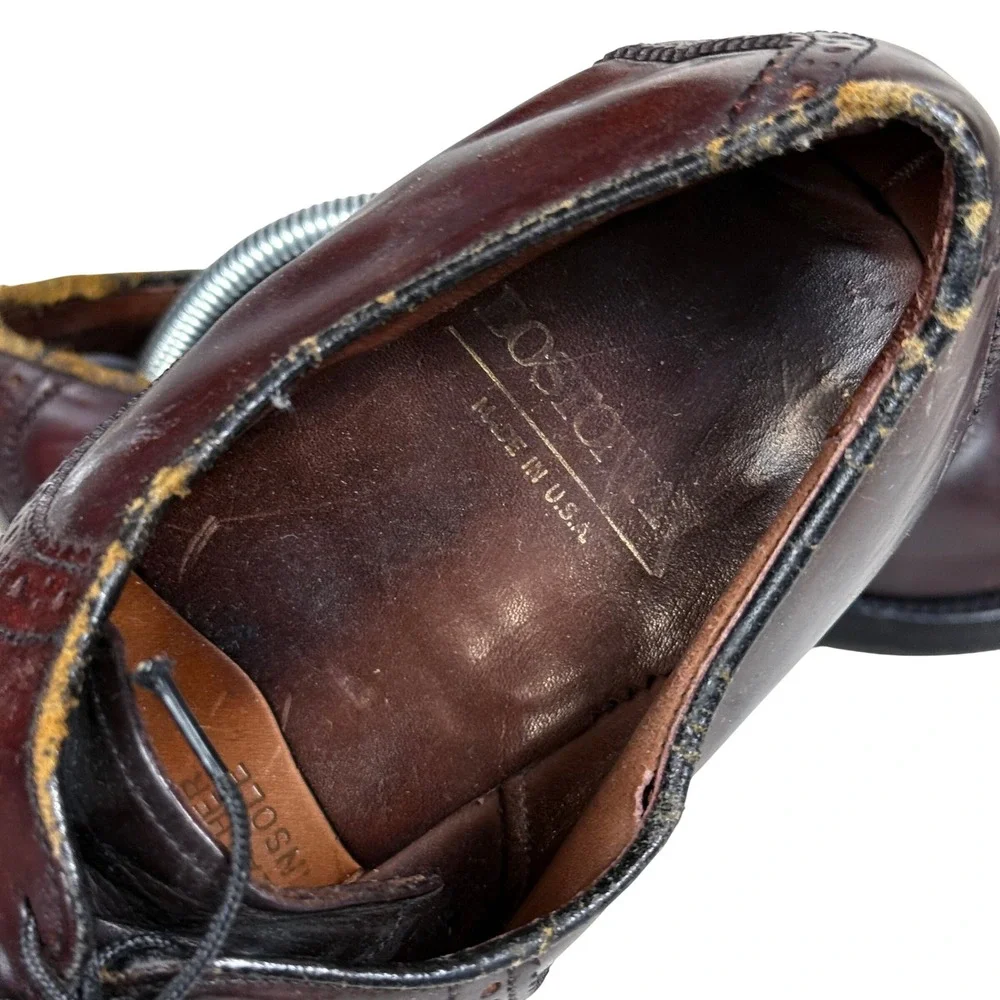 Allen Edmonds Sanford Oxford Shoes Mens 10.5 D Burgundy Leather Wingtip Brogue